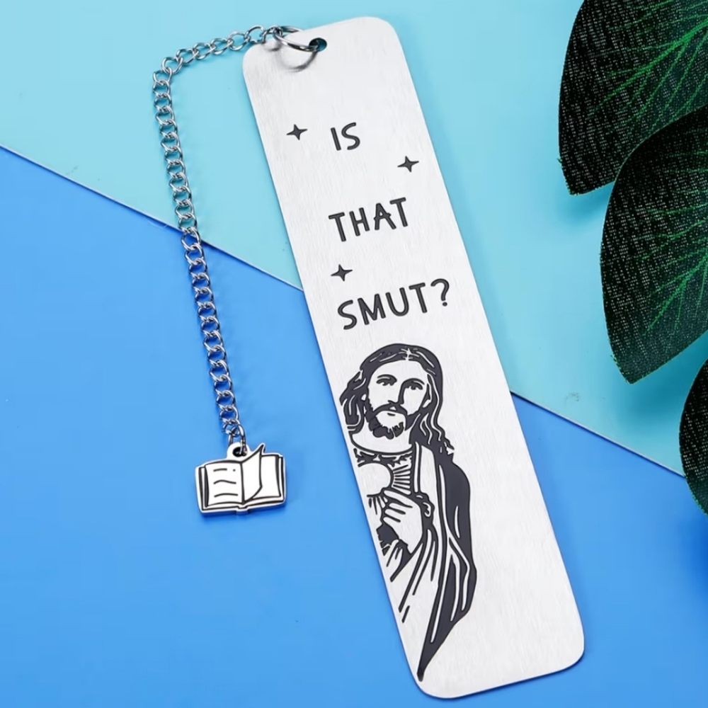 Silver Metal Jesus Is That Smut? Funny Bookmark